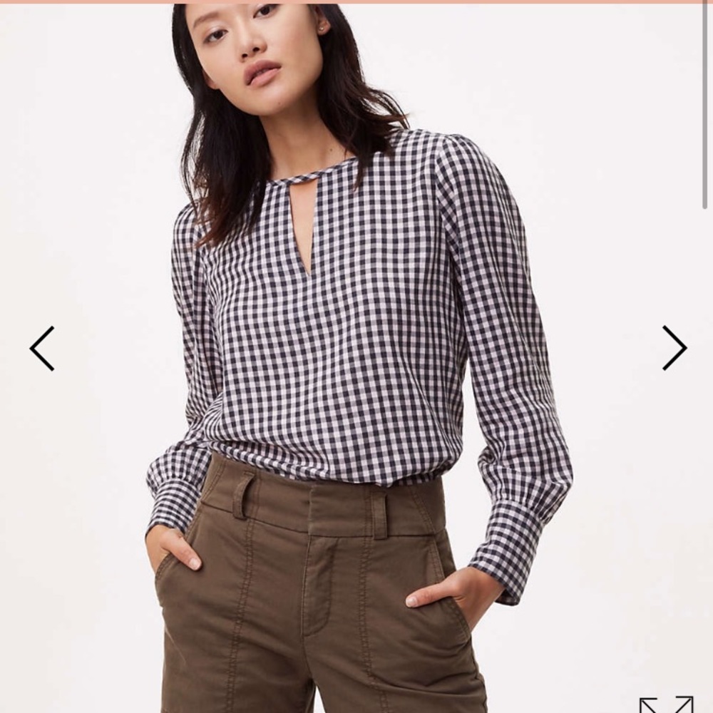 Loft black and white gingham top